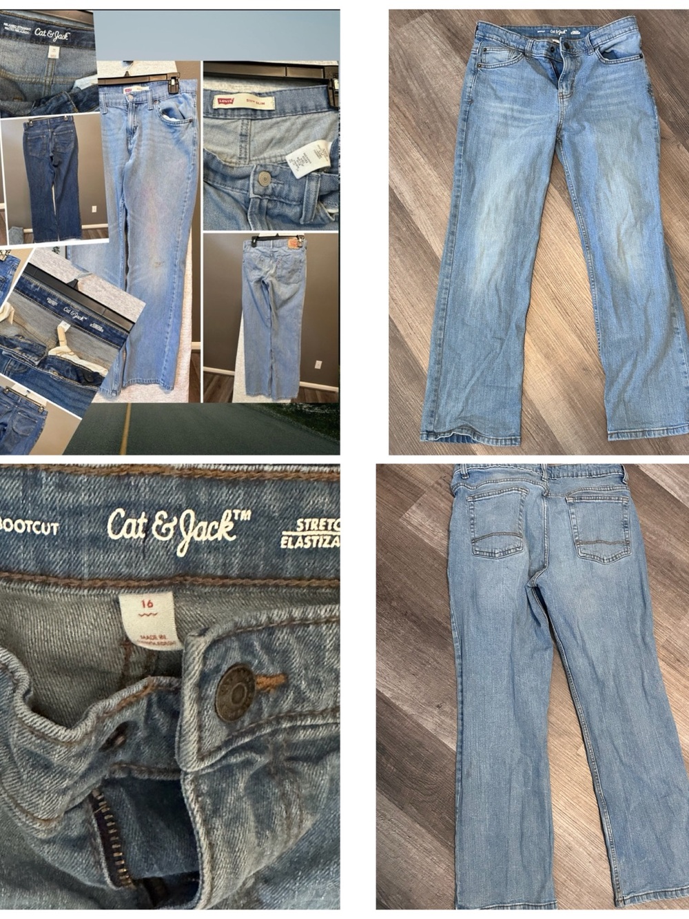 4 Pairs Boys Size 16 Jeans Bundle – Levi’s 511 Slim + Cat & Jack Straight